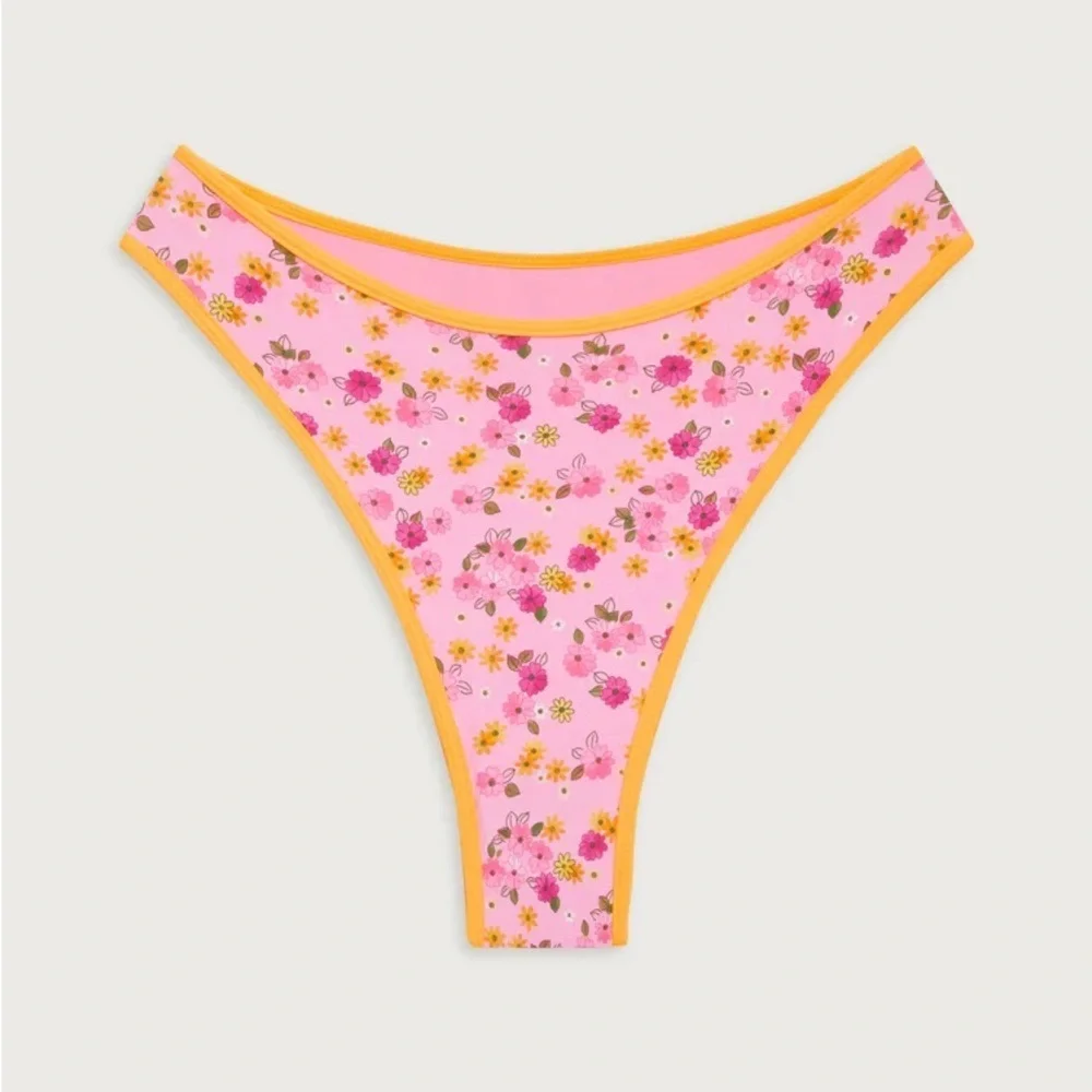 New! Frankie's Bikinis Laura Cheeky Bikini Bottom Queens Bath Floral 1077